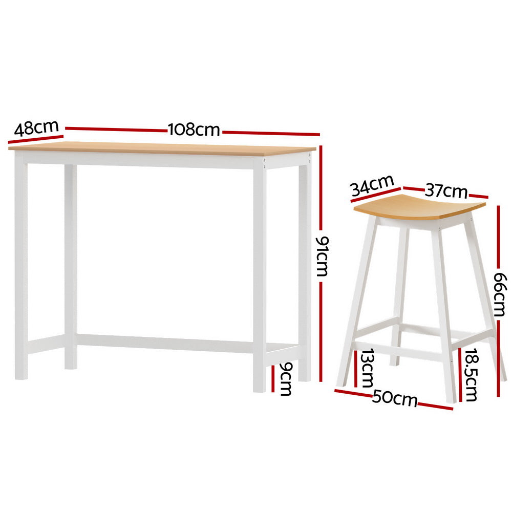 Ella 5PC Slimline Bar Table & Stool Set - White - Homecoze