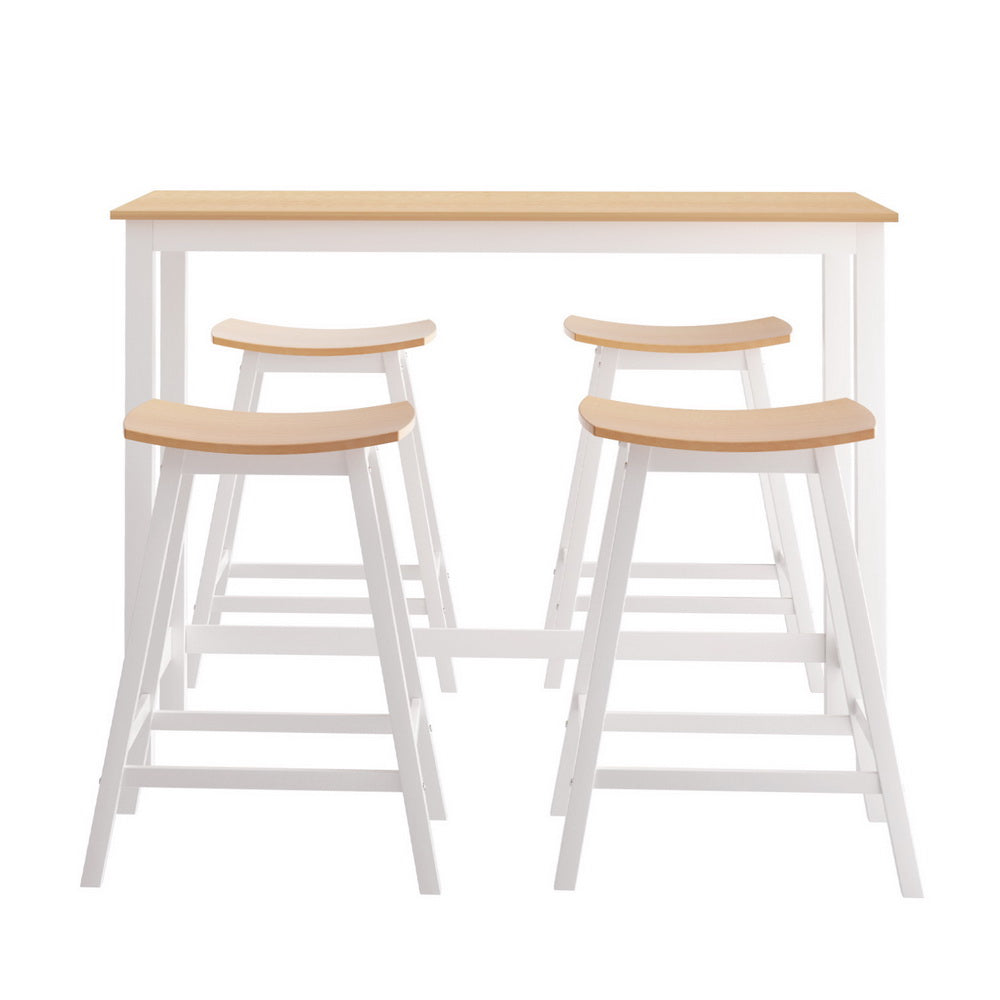 Ella 5PC Slimline Bar Table & Stool Set - White - Homecoze
