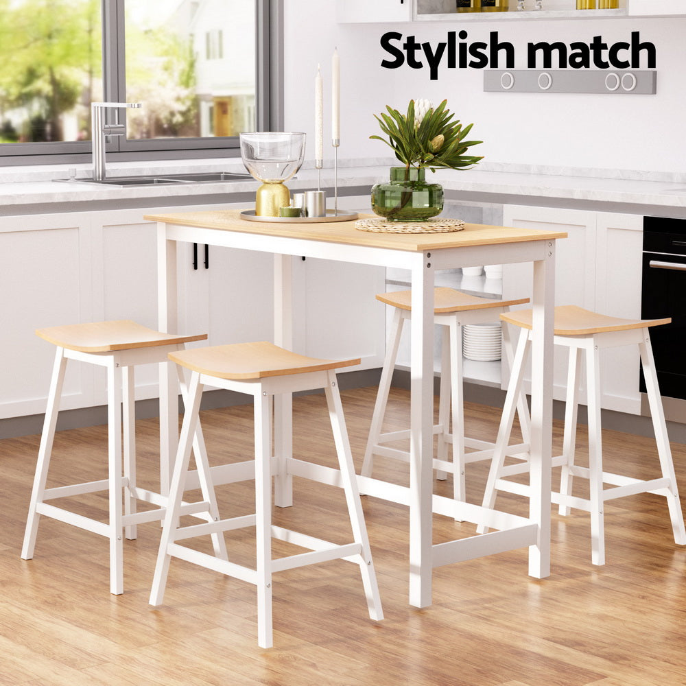 Ella 5PC Slimline Bar Table & Stool Set - White - Homecoze