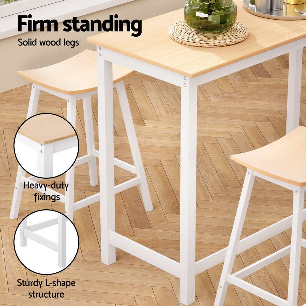 Ella 5PC Slimline Bar Table & Stool Set - White - Homecoze