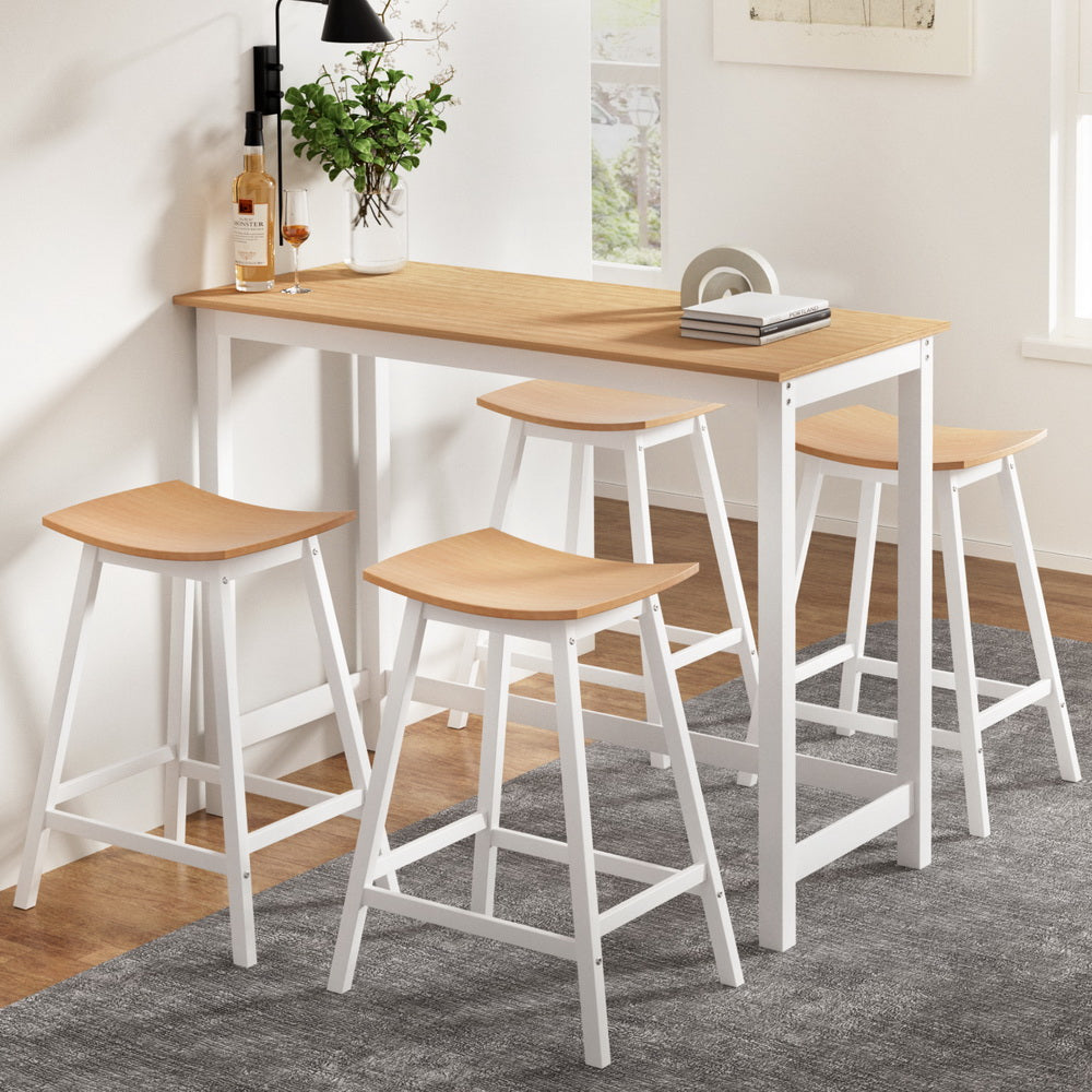 Ella 5PC Slimline Bar Table & Stool Set - White - Homecoze