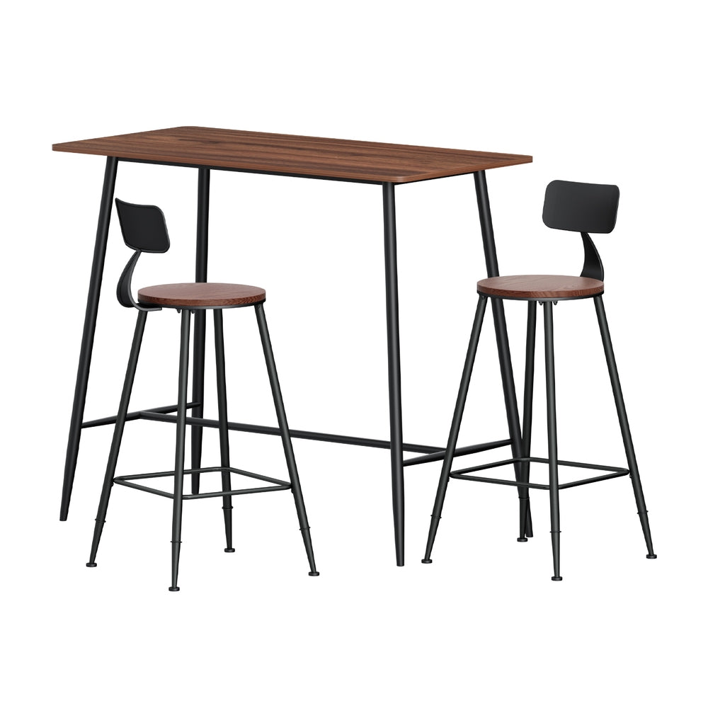 Alex 3PC Bar Table & Stool Set - Brown & Black - Homecoze