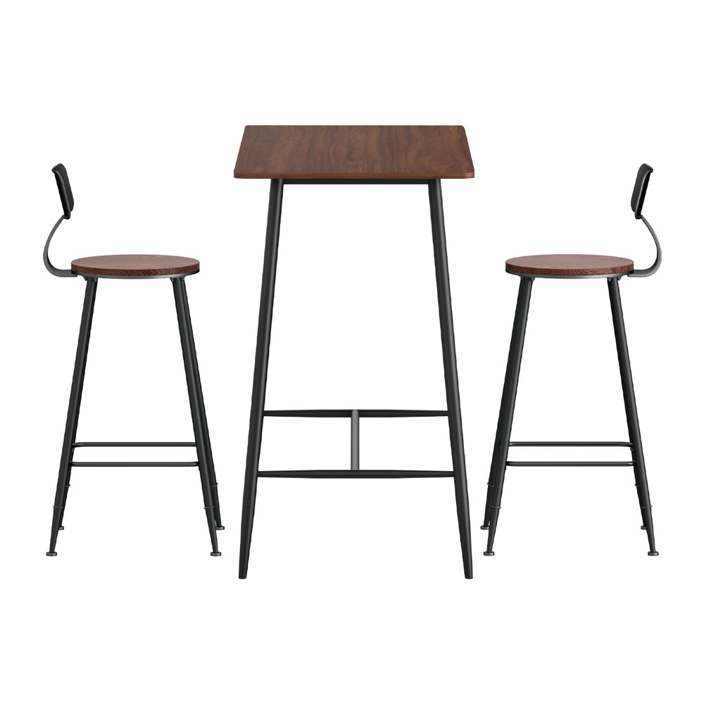 Alex 3PC Bar Table & Stool Set - Brown & Black - Homecoze