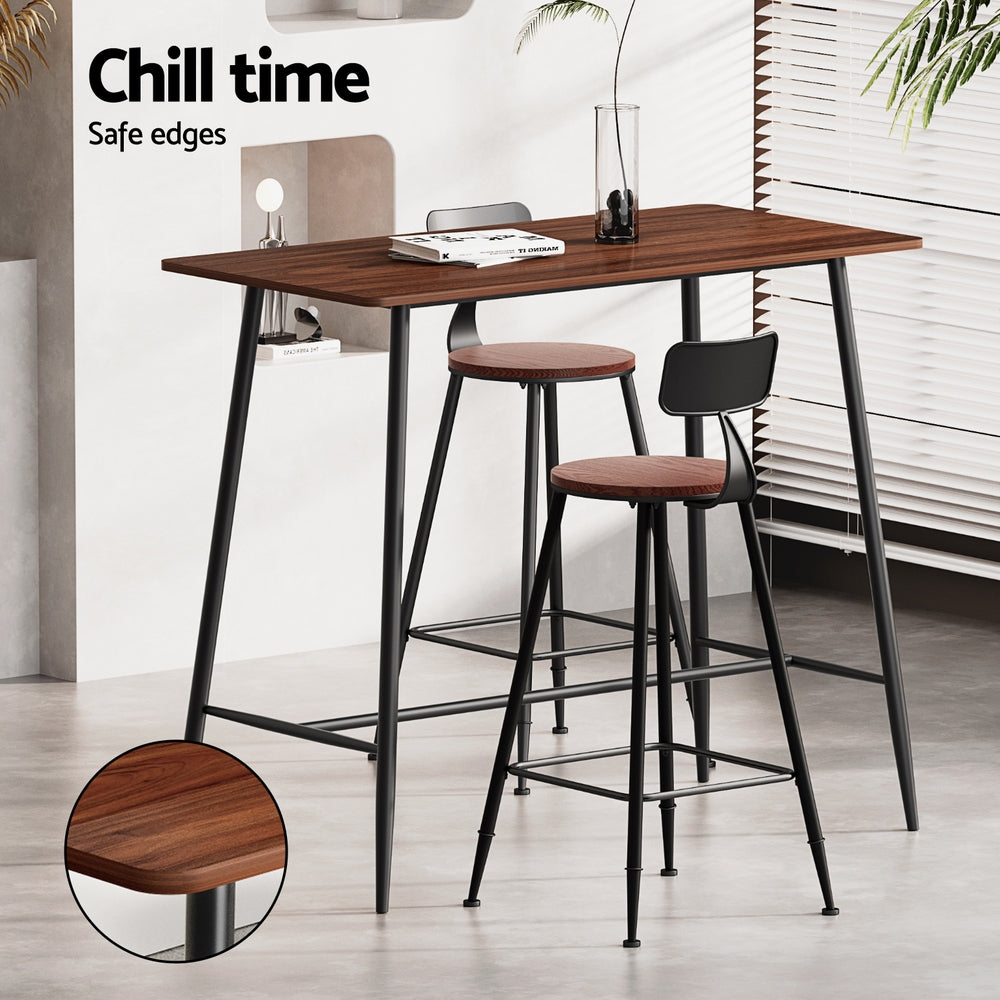 Alex 3PC Bar Table & Stool Set - Brown & Black - Homecoze