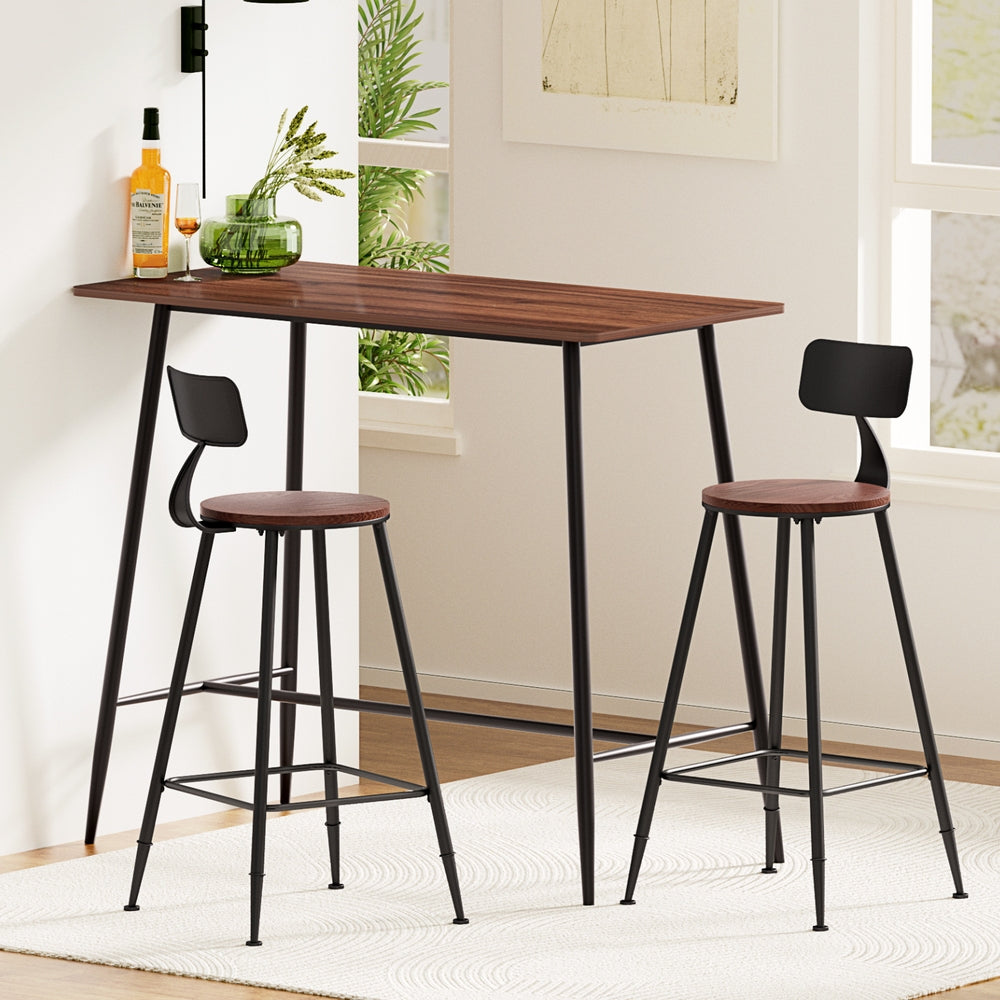 Alex 3PC Bar Table & Stool Set - Brown & Black - Homecoze