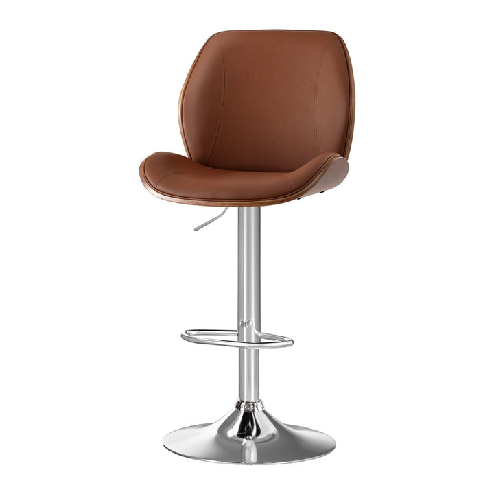 Beau (Single) PU Leather Bar Stool - Brown - Homecoze
