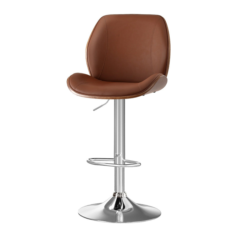 Beau (Single) PU Leather Bar Stool - Brown - Homecoze