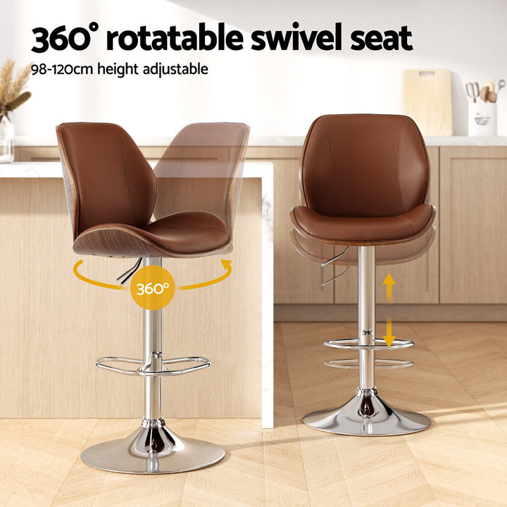 Beau (Single) PU Leather Bar Stool - Brown - Homecoze