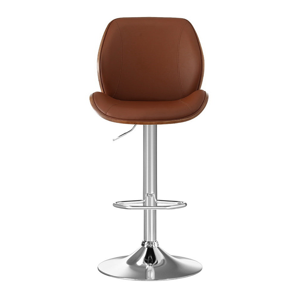 Beau (Set of 2) PU Leather Bar Stools - Brown - Homecoze