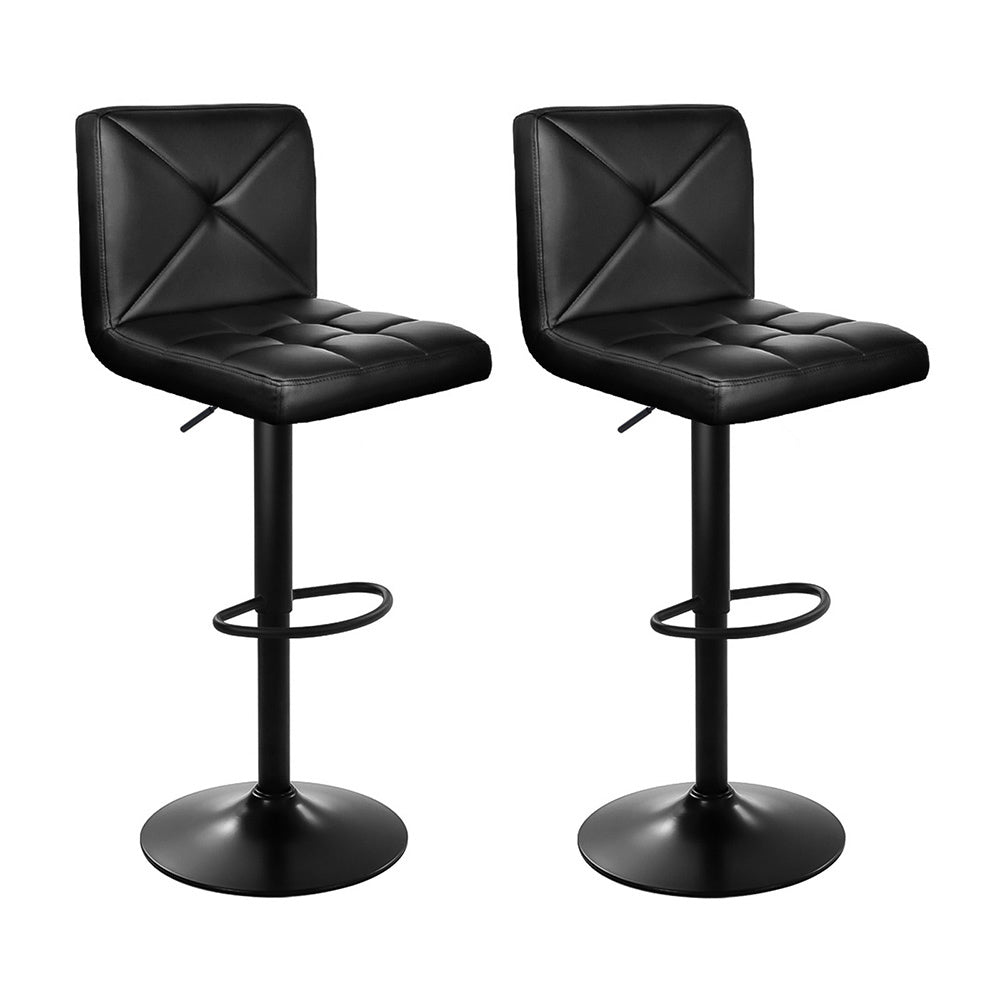 Kelly (Set of 2) PU Leather Bar Stools - Black - Homecoze