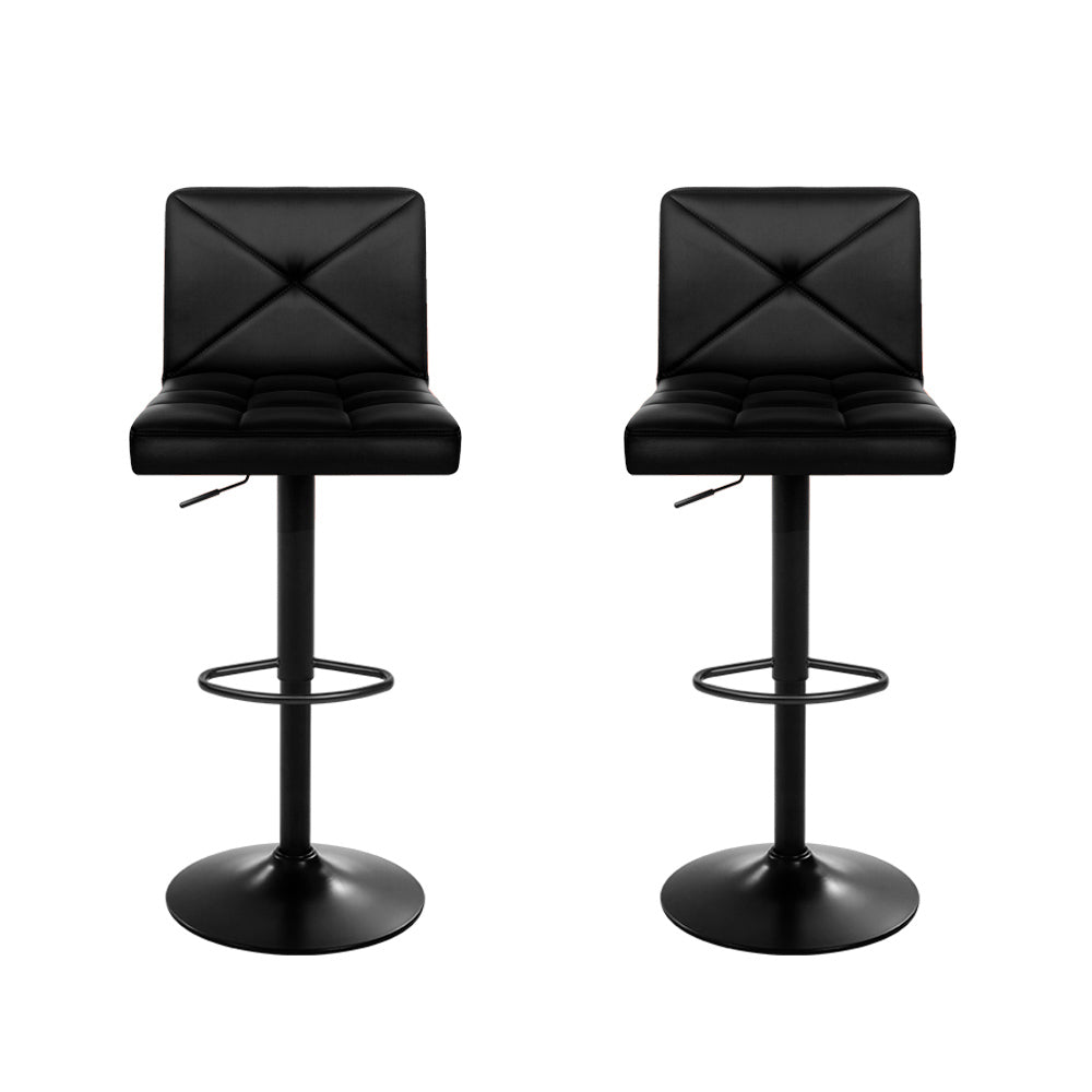Kelly (Set of 2) PU Leather Bar Stools - Black - Homecoze