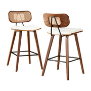 Milla (Set of 2) Rattan Bar Stools 64cm - Walnut - Homecoze