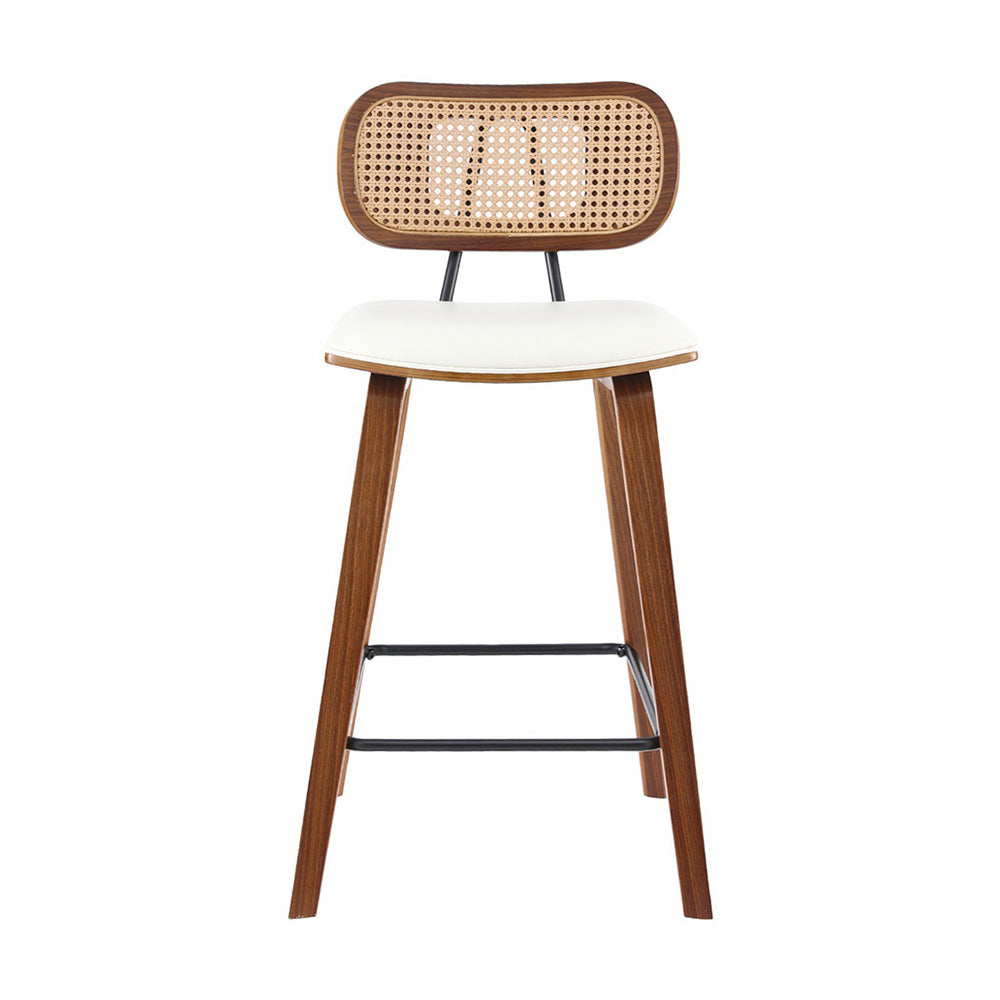 Milla (Set of 2) Rattan Bar Stools 64cm - Walnut - Homecoze