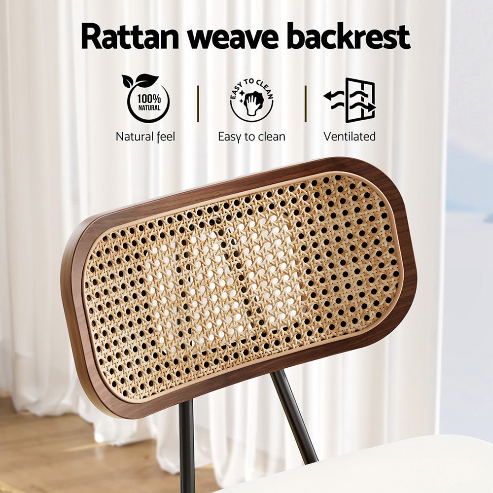 Milla (Set of 2) Rattan Bar Stools 64cm - Walnut - Homecoze