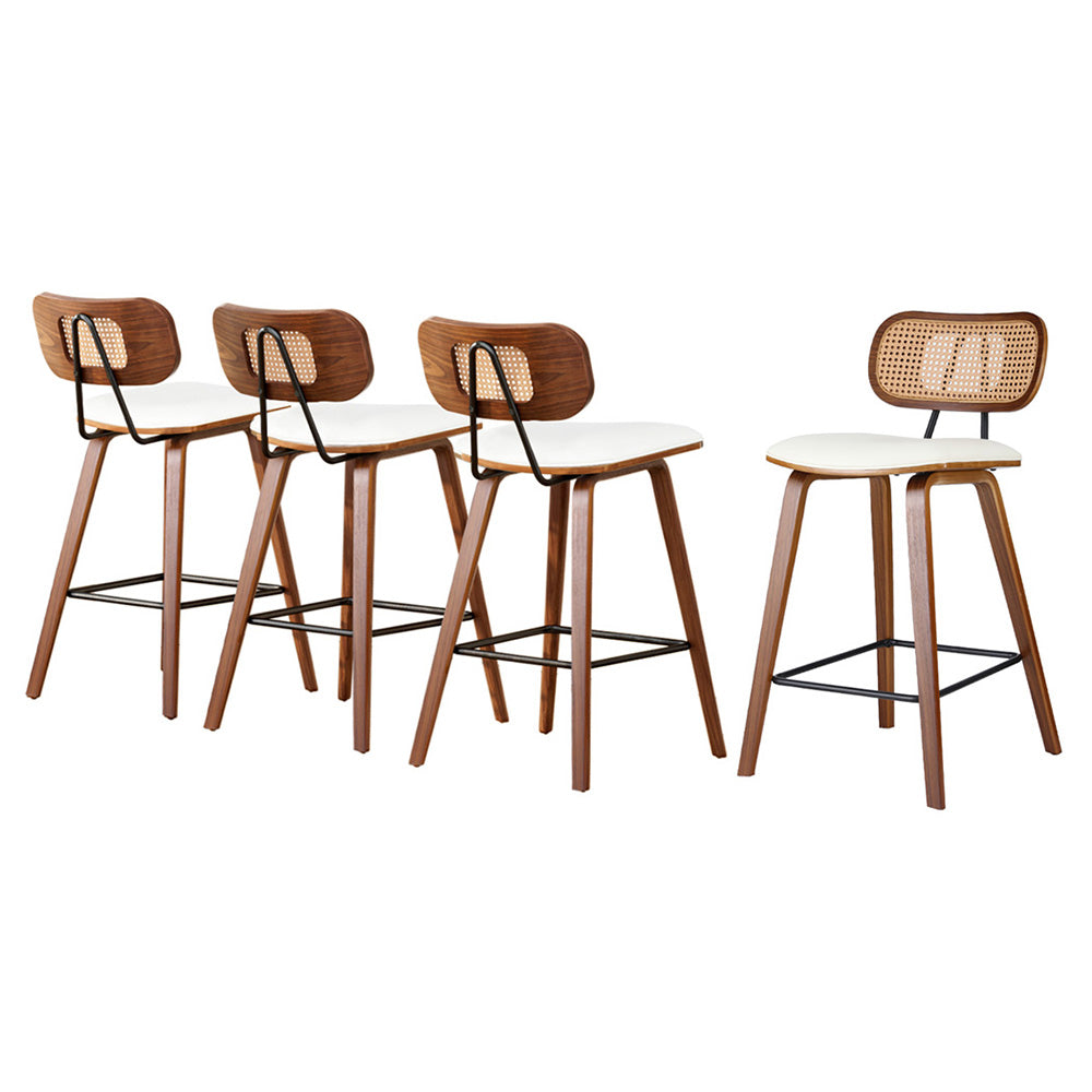 Milla (Set of 4) Rattan Bar Stools 64cm - Walnut - Homecoze