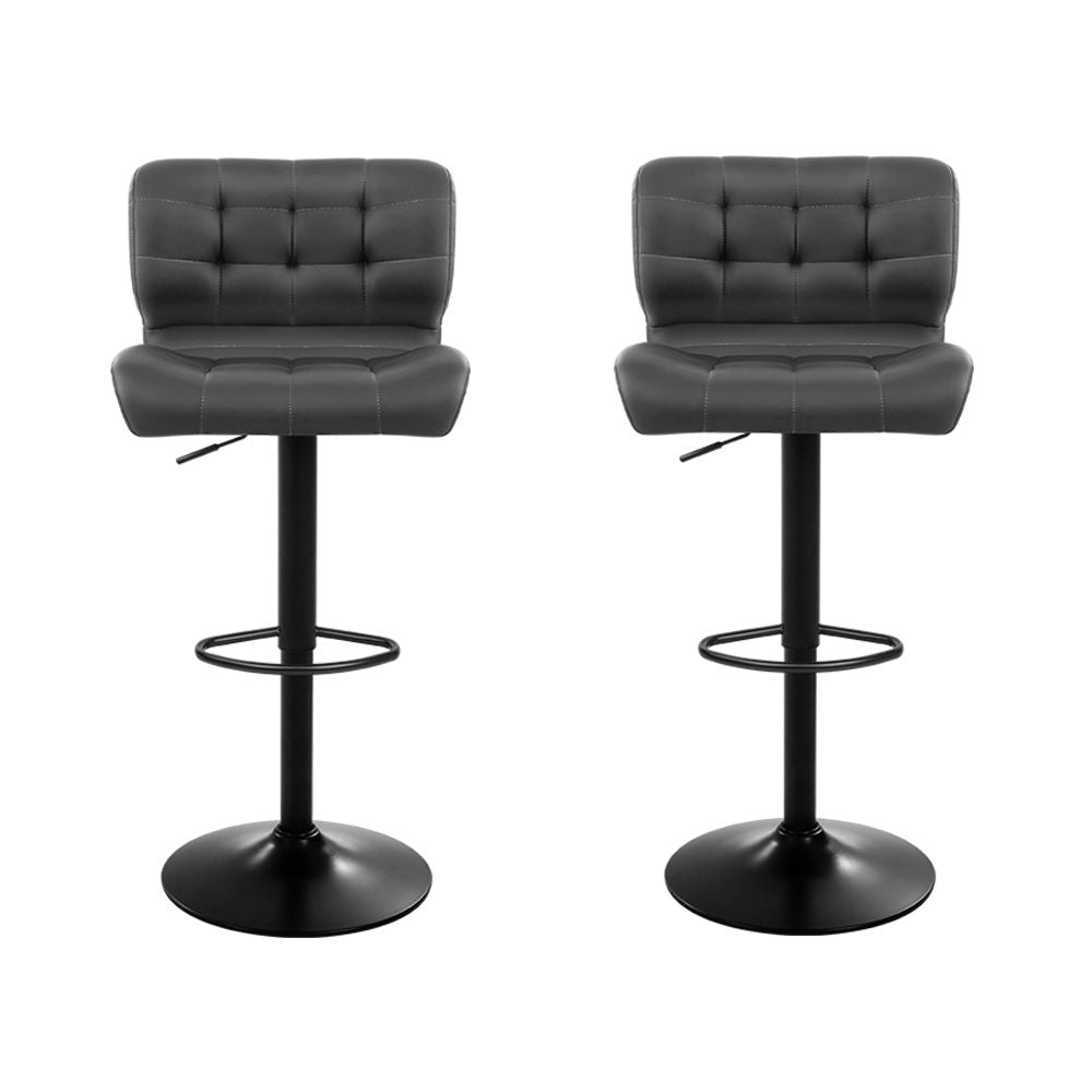 Kendall (Set of 2) PU Leather Bar Stools - Dark Grey