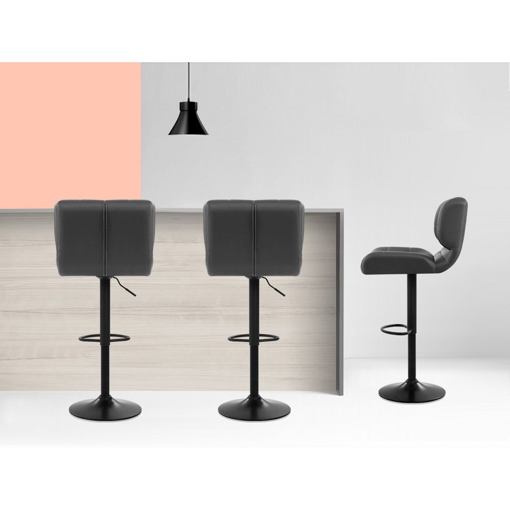 Kendall (Set of 2) PU Leather Bar Stools - Dark Grey