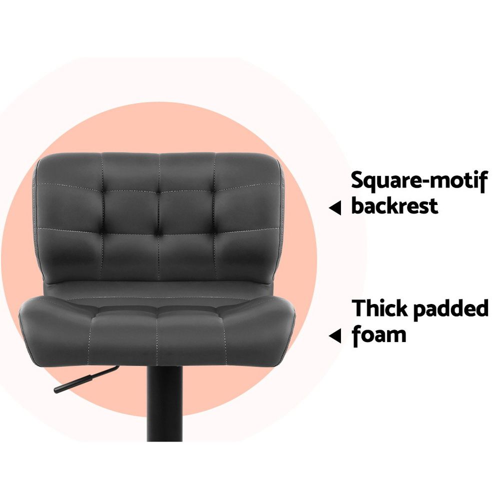 Kendall (Set of 2) PU Leather Bar Stools - Dark Grey