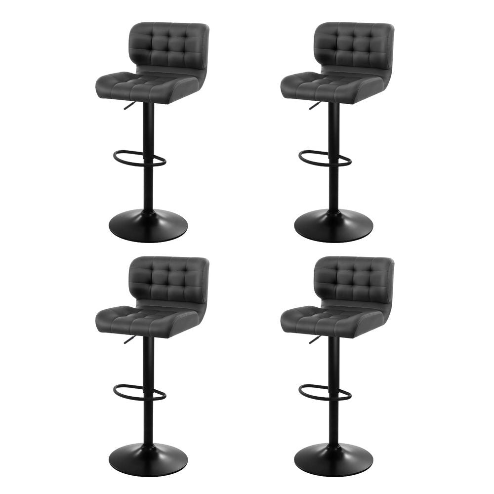 Kendall (Set of 4) PU Leather Bar Stools - Dark Grey