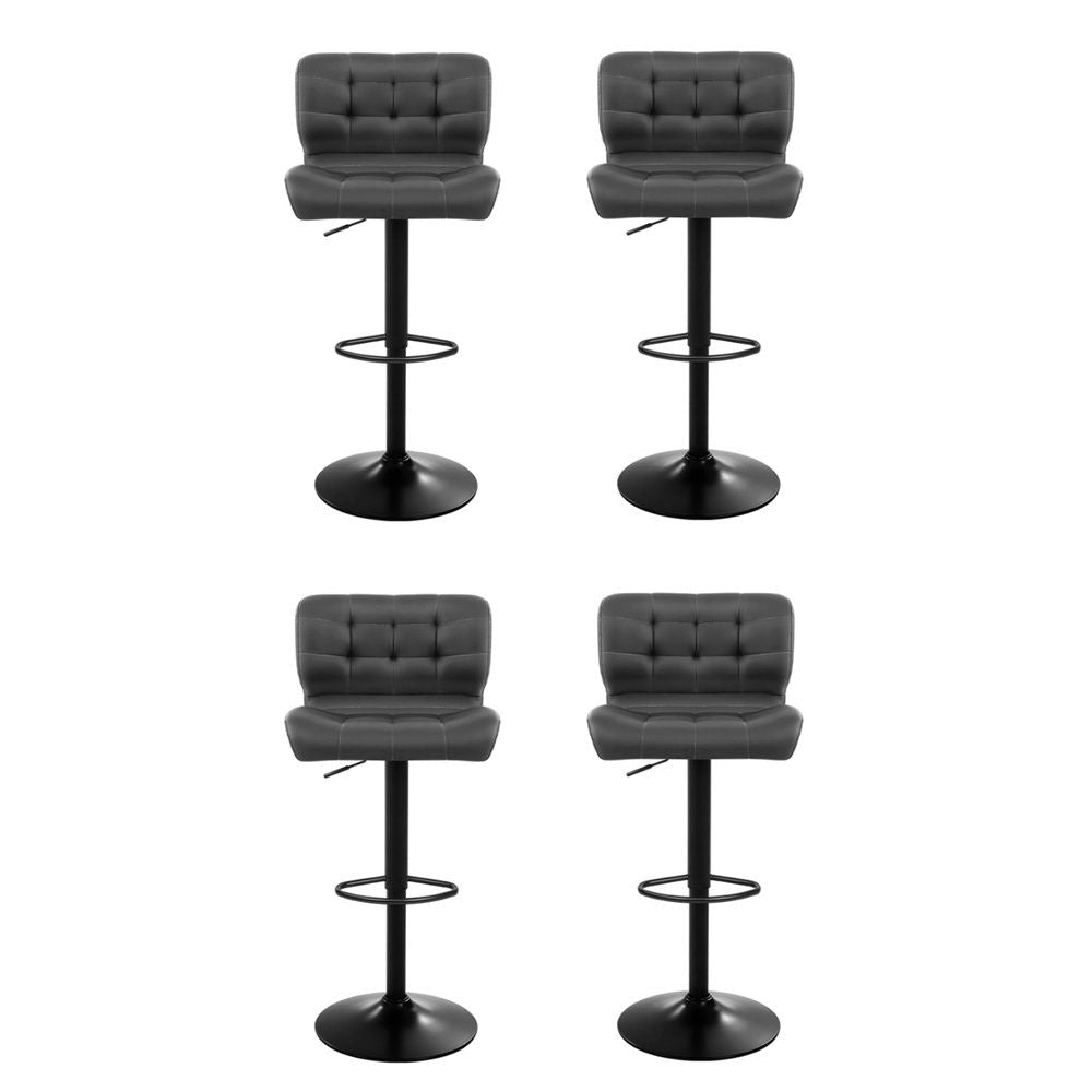 Kendall (Set of 4) PU Leather Bar Stools - Dark Grey