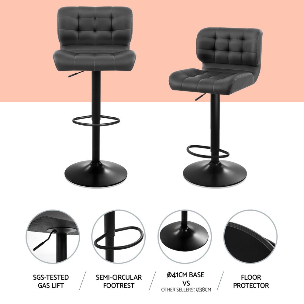 Kendall (Set of 4) PU Leather Bar Stools - Dark Grey