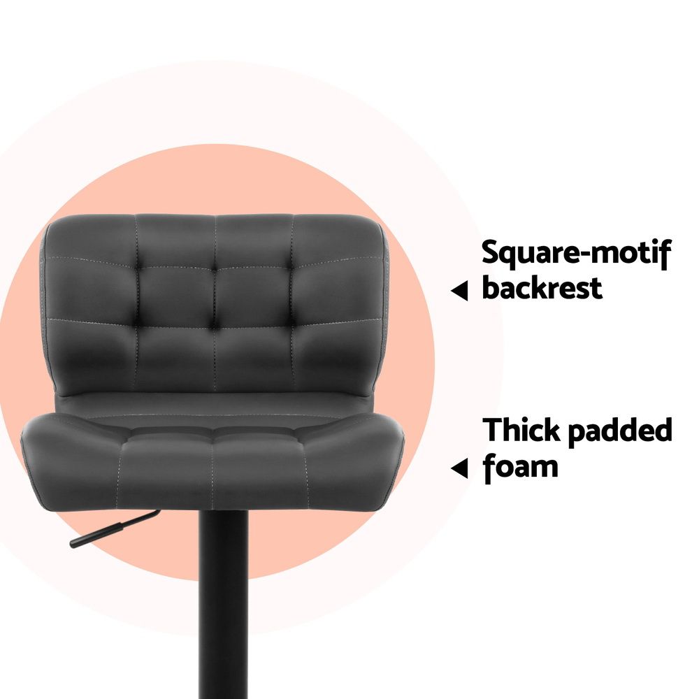 Kendall (Set of 4) PU Leather Bar Stools - Dark Grey