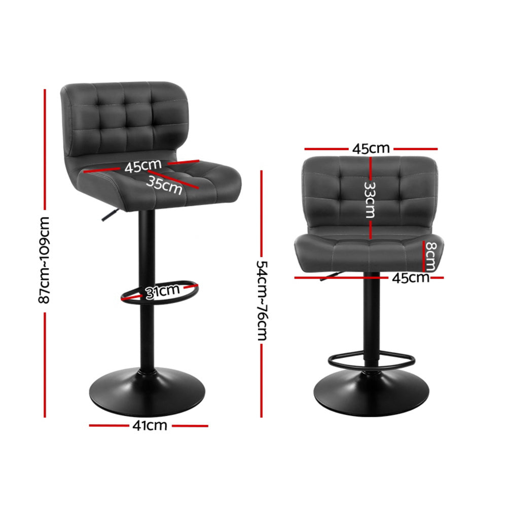 Kendall (Set of 4) PU Leather Bar Stools - Dark Grey - Homecoze