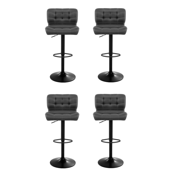 Kendall (Set of 4) PU Leather Bar Stools - Dark Grey - Homecoze