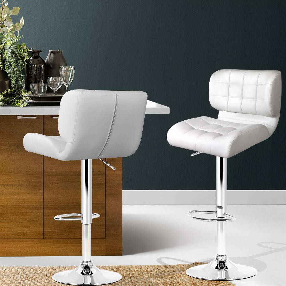Kendall (Set of 2) PU Leather Bar Stools - White