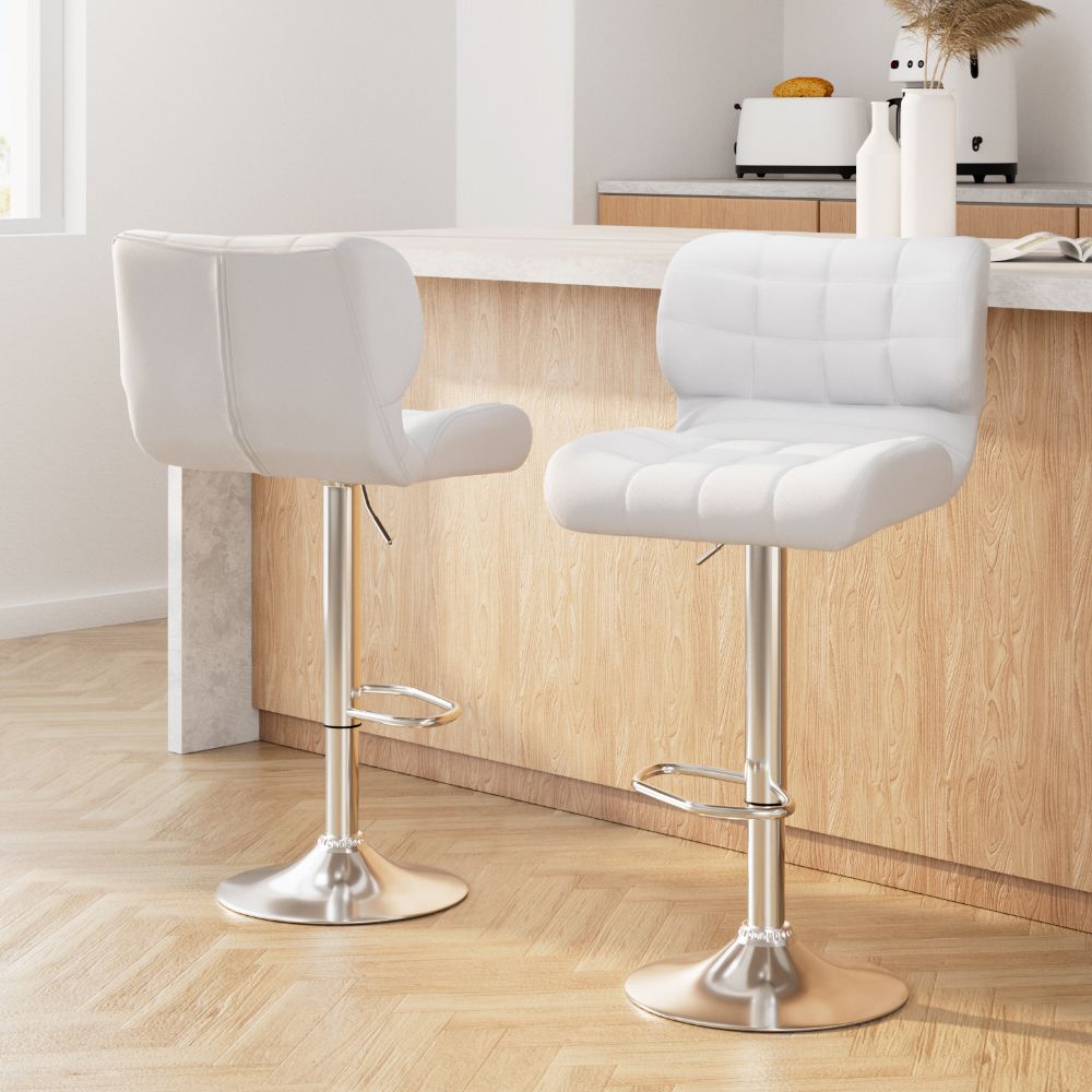 Kendall (Set of 2) PU Leather Bar Stools - White