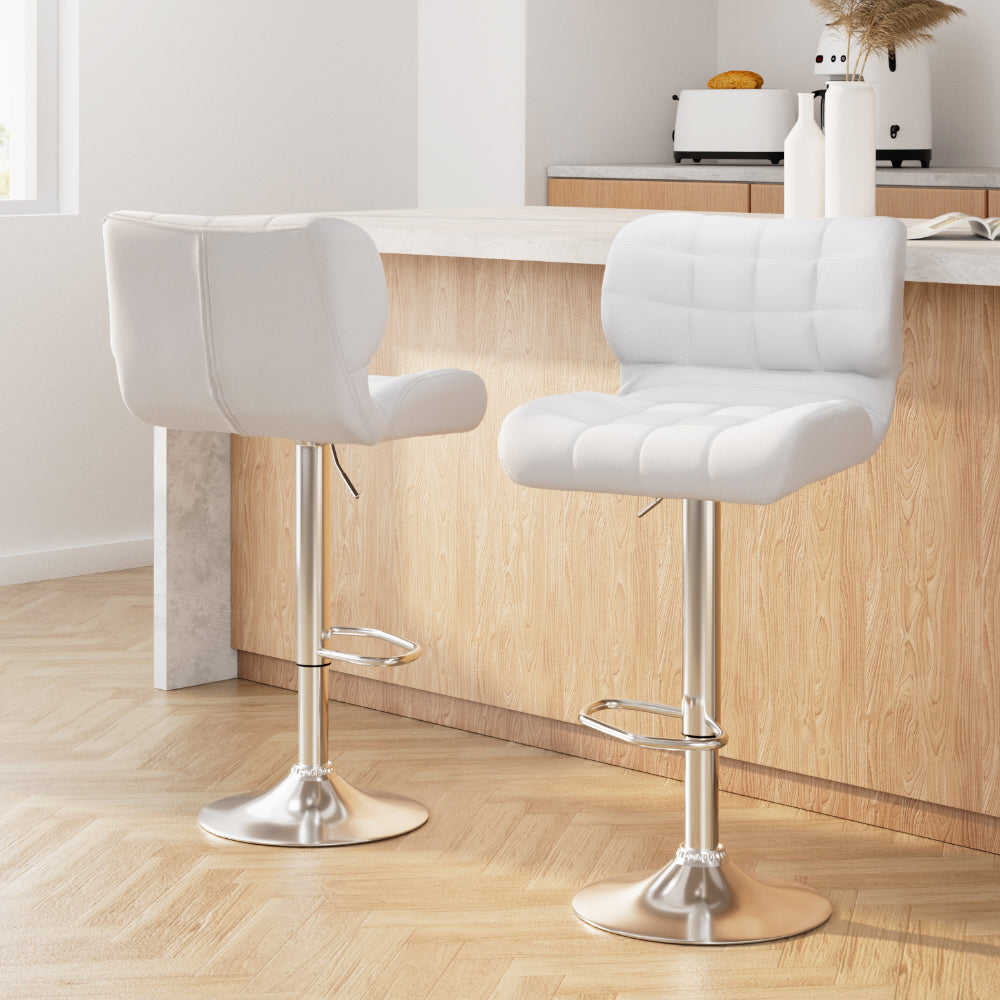 Kendall (Set of 2) PU Leather Bar Stools - White - Homecoze