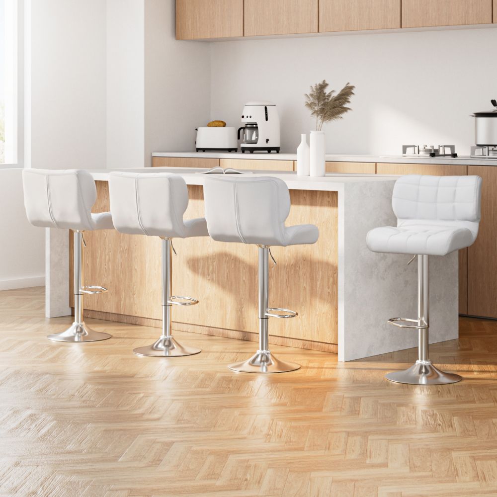 Kendall (Set of 4) PU Leather Bar Stools - White