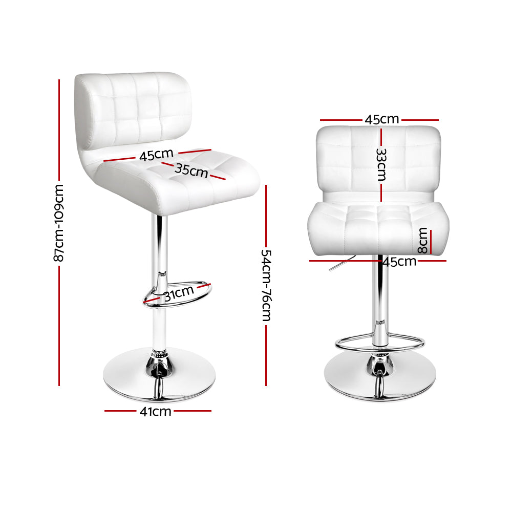 Kendall (Set of 4) PU Leather Bar Stools - White - Homecoze
