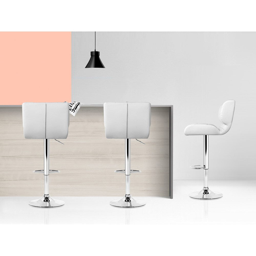 Kendall (Set of 4) PU Leather Bar Stools - White - Homecoze