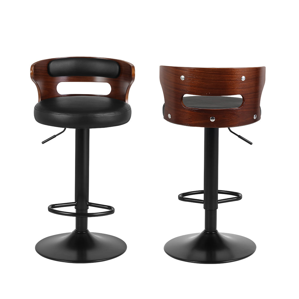 Wesley (Set of 2) Curved Back Bar Stools - Black - Homecoze