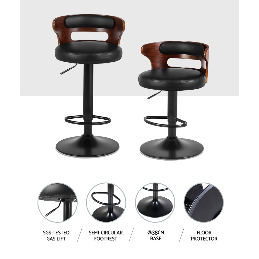 Wesley (Set of 2) Curved Back Bar Stools - Black - Homecoze