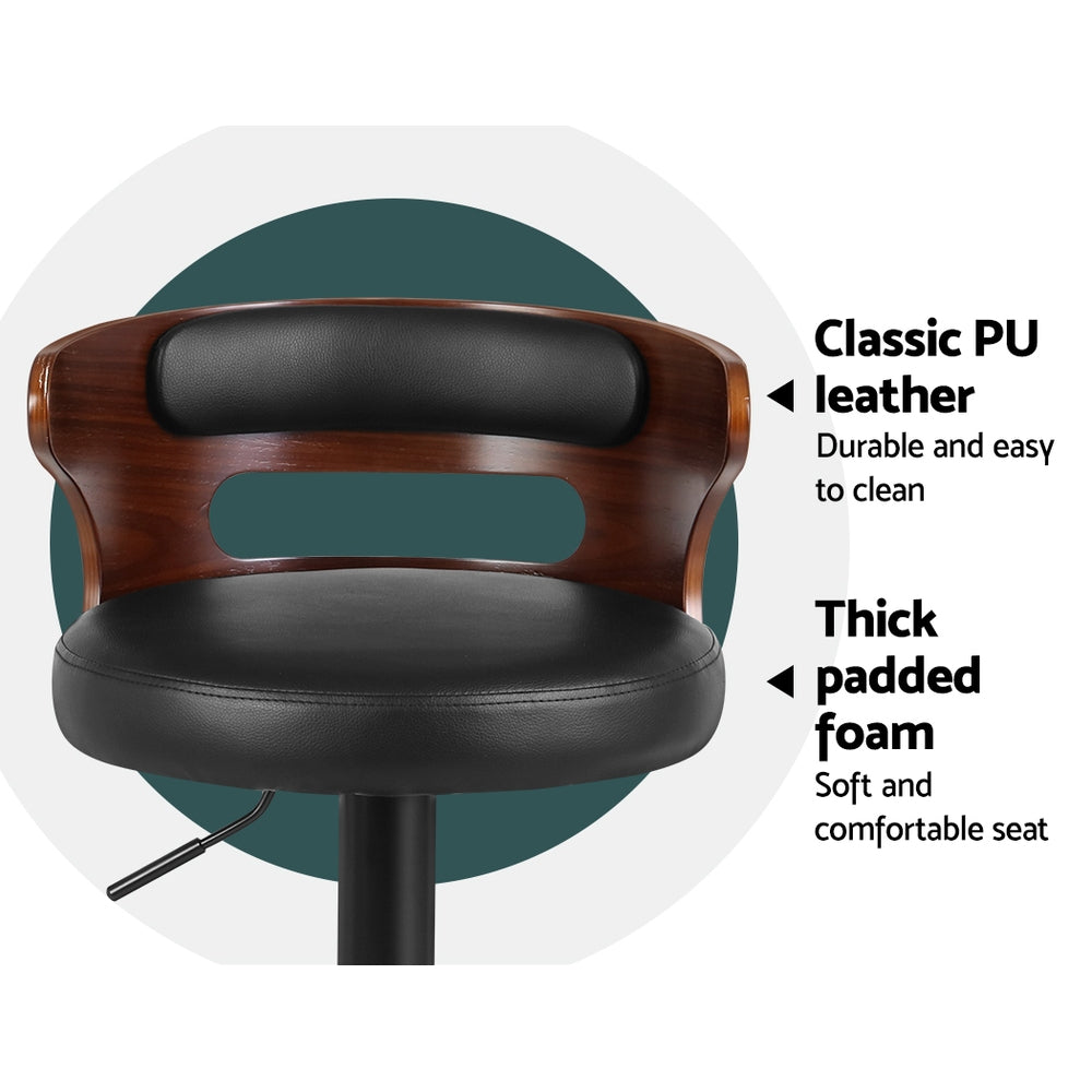 Wesley (Set of 2) Curved Back Bar Stools - Black - Homecoze