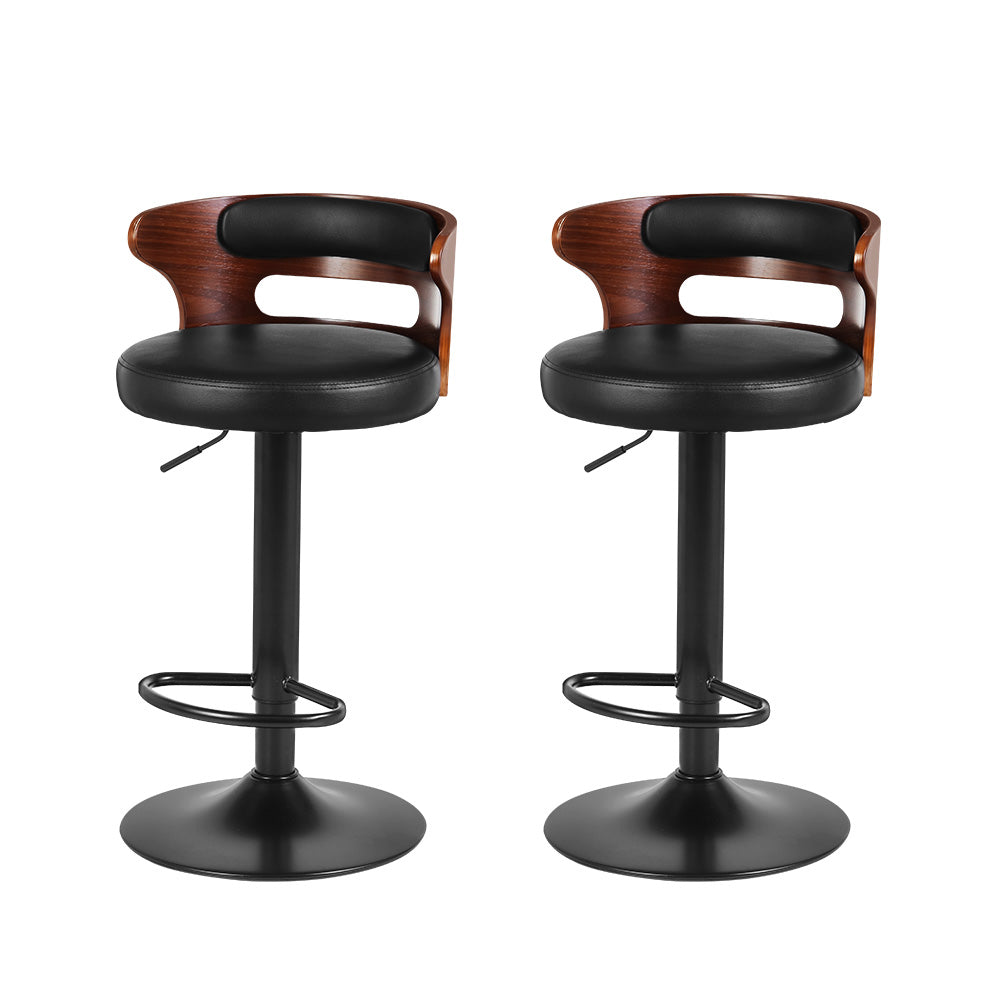 Wesley (Set of 2) Curved Back Bar Stools - Black - Homecoze