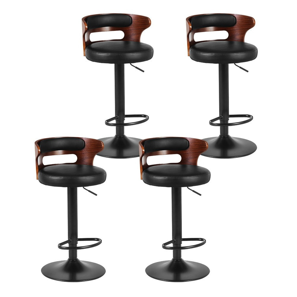 Wesley (Set of 4) Curved Back Bar Stools - Black