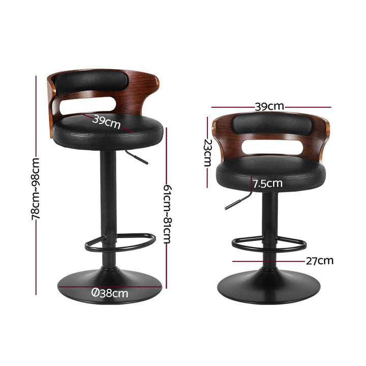 Wesley (Set of 4) Curved Back Bar Stools - Black