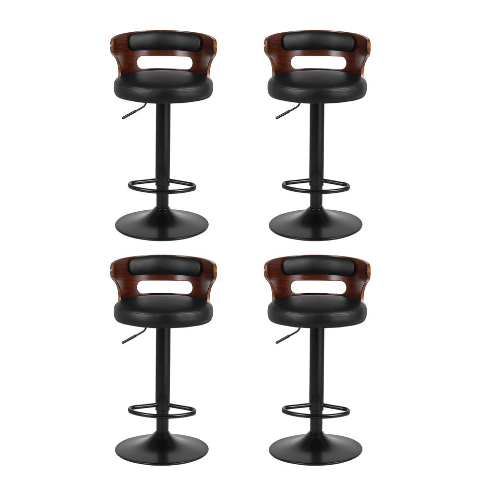 Wesley (Set of 4) Curved Back Bar Stools - Black