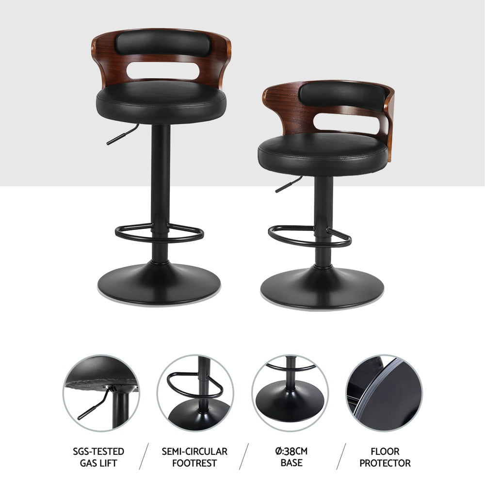 Wesley (Set of 4) Curved Back Bar Stools - Black