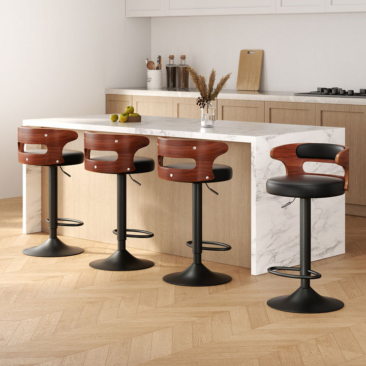 Wesley (Set of 4) Curved Back Bar Stools - Black - Homecoze