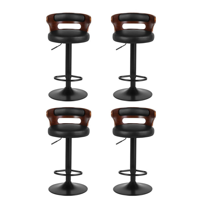 Wesley (Set of 4) Curved Back Bar Stools - Black - Homecoze
