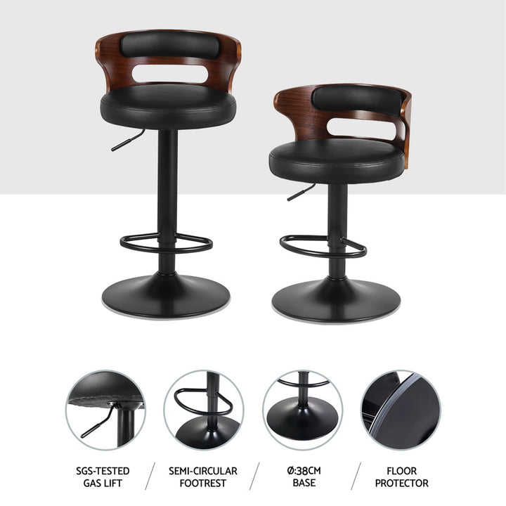 Wesley (Set of 4) Curved Back Bar Stools - Black - Homecoze