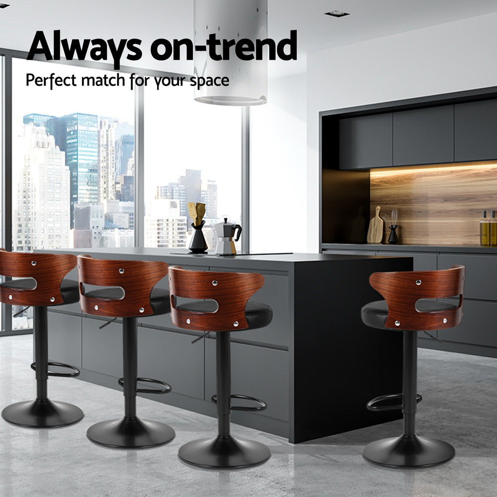 Wesley (Set of 4) Curved Back Bar Stools - Black - Homecoze