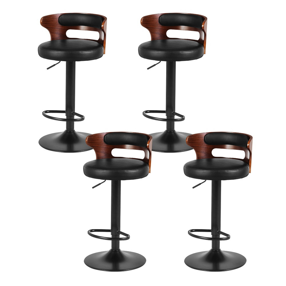 Wesley (Set of 4) Curved Back Bar Stools - Black - Homecoze