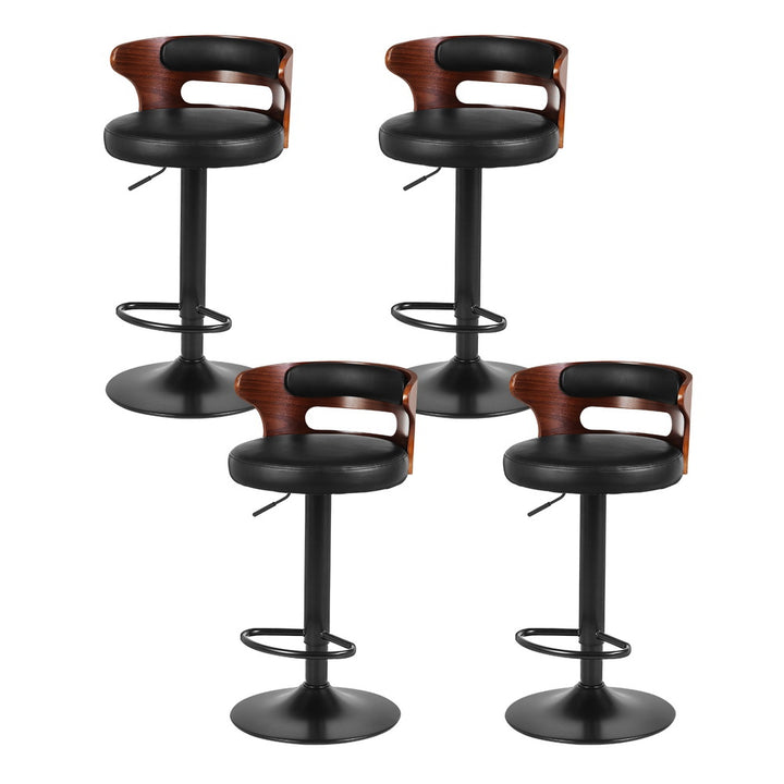 Wesley (Set of 4) Curved Back Bar Stools - Black - Homecoze