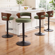 Artiss 4x Bar Stools Counter Chair Gas Lift Swivel Kitchen Bentwood Boucle Green - Homecoze