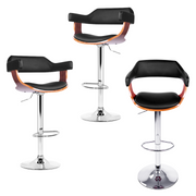 Spencer (Set of 3) Bar Stools with Chrome Base - Black - Homecoze